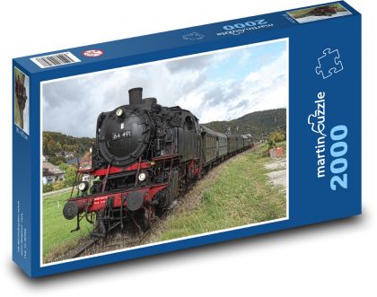 Parní lokomotiva - muzejní vlak - puzzle 2000 dílků