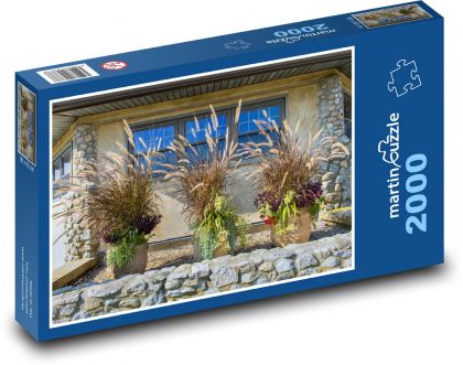 Kvety v kvetináči - dekorácia, tráva - Puzzle 2000 dielikov, rozmer 90x60 cm 