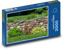 Kamenný múr - záhrada, ruža Puzzle 2000 dielikov - 90 x 60 cm