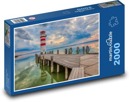Pier with lighthouse - Lake Nizera - Puzzle 2000 pieces, size 90x60 cm 