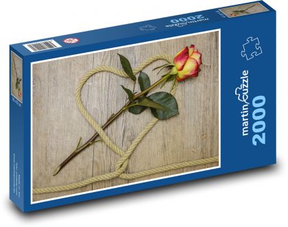 Srdce - růže, láska - Puzzle 2000 dílků, rozměr 90x60 cm