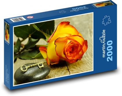 Klíč - srdce, růže - puzzle 2000 dílků