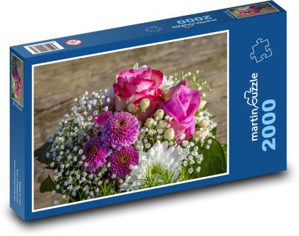 Rosenstrauß - Blumen, rosa Blumen - Puzzle - 2000 Teile