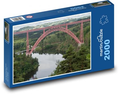 Francie - řeka, viadukt - Puzzle 2000 dílků, rozměr 90x60 cm