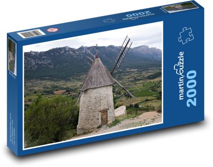 Veterný mlyn - príroda, hory - Puzzle 2000 dielikov, rozmer 90x60 cm 