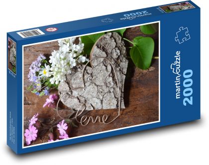 Srdce - Valentín, kvet - Puzzle 2000 dielikov, rozmer 90x60 cm 