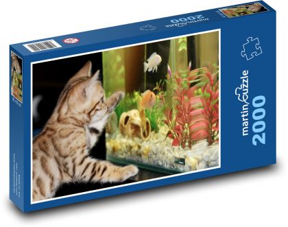 Kotě - akvárium, mazlíček - Puzzle 2000 dílků, rozměr 90x60 cm