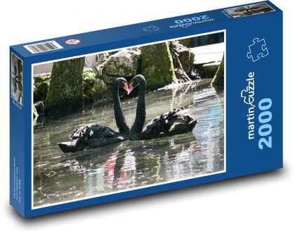 Čierna labuť - srdce, zviera - Puzzle 2000 dielikov, rozmer 90x60 cm 