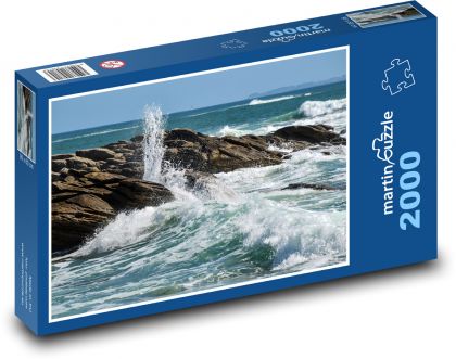 Moře - vlny, skály - Puzzle 2000 dílků, rozměr 90x60 cm