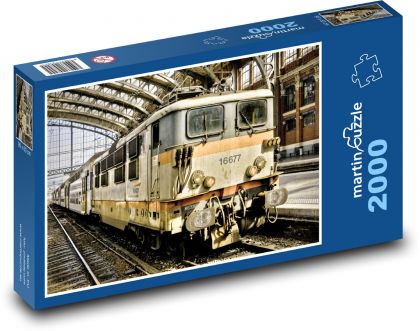 Vlak na stanici - stanica, dráha - Puzzle 2000 dielikov, rozmer 90x60 cm 