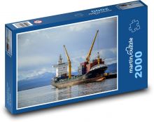 Prístav - žeriav, loď Puzzle 2000 dielikov - 90 x 60 cm