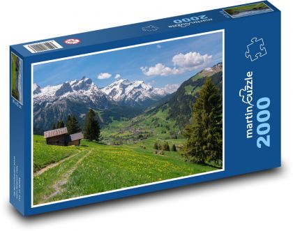 Švýcarsko - krajina, hory - Puzzle 2000 dílků, rozměr 90x60 cm