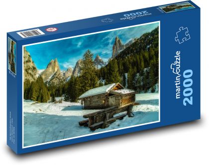 Taliansko - Dolomity, chata - Puzzle 2000 dielikov, rozmer 90x60 cm 
