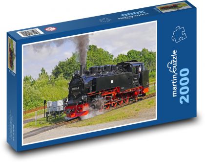 Parní lokomotiva - železnice - Puzzle 2000 dílků, rozměr 90x60 cm