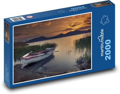 Łódź - zachód słońca - Puzzle 2000 elementów, rozmiar 90x60 cm