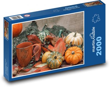 Dýně - sklizeň, listy - Puzzle 2000 dílků, rozměr 90x60 cm