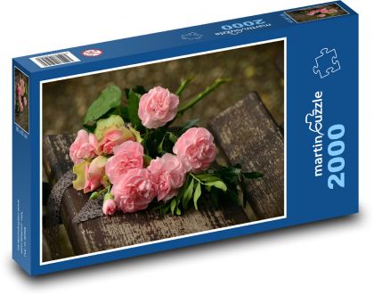 Růžové růže - květiny, zahrada - Puzzle 2000 dílků, rozměr 90x60 cm