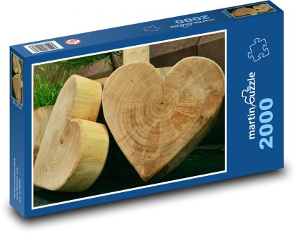 Srdce - dřevo, umění řezbářství - Puzzle 2000 dílků, rozměr 90x60 cm