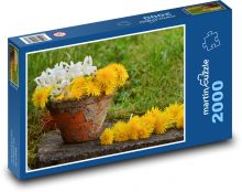 Pampeliška - květináč, jaro Puzzle 2000 dílků - 90 x 60 cm