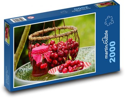 Třešně - ovoce, dekorace - puzzle 2000 dílků