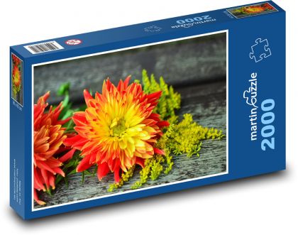 Jiřiny - zahradní květiny, podzim - Puzzle 2000 dílků, rozměr 90x60 cm