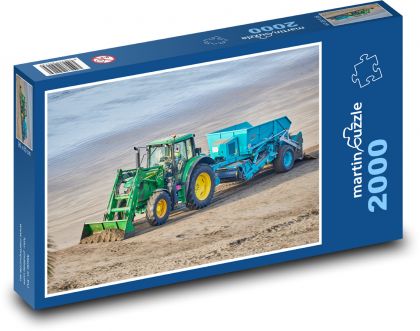 Traktor - úklid pláže, moře - Puzzle 2000 dílků, rozměr 90x60 cm