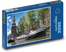 Kanál - vodná cesta, Amstrdam Puzzle 2000 dielikov - 90 x 60 cm