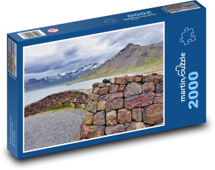 Příroda - jezero, hory - Puzzle 2000 dílků, rozměr 90x60 cm