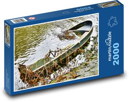 Opuszczona łódź - jezioro, rzeka - Puzzle 2000 elementów, rozmiar 90x60 cm