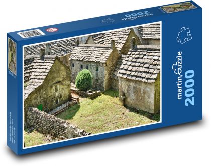Vesnice - kamenné město, domy - puzzle 2000 dílků