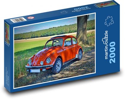 Red car by the roadside - Puzzle 2000 pieces, size 90x60 cm 