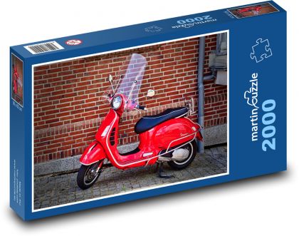 Scooter - motorcycle, red motorcycle - Puzzle 2000 pieces, size 90x60 cm 