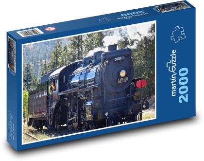 Parný vlak - železnica, lokomotíva - Puzzle 2000 dielikov, rozmer 90x60 cm 