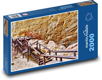 Schody ve skále - schodiště, jeskyně - Puzzle 2000 dílků, rozměr 90x60 cm