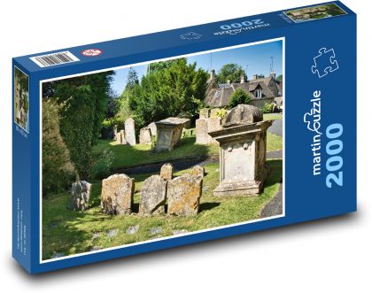 Cintorín - hroby, stredové náhrobky - Puzzle 2000 dielikov, rozmer 90x60 cm 
