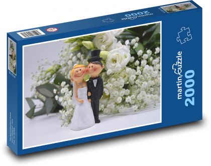 Braut und Bräutigam - Hochzeitsdekorationen, Blumenstrauß - Puzzle - 2000 Teile