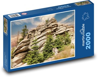 Skala - žula, stromy - Puzzle 2000 dielikov, rozmer 90x60 cm 