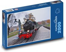 Parní lokomotiva - vlak, koleje Puzzle 2000 - 90x60 cm