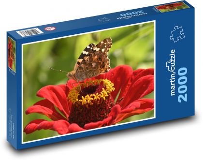 Kvet - motýľ, hmyz - Puzzle 2000 dielikov, rozmer 90x60 cm 