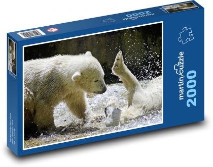 Niedźwiedzie polarne - woda, zwierzęta - Puzzle 2000 elementów, rozmiar 90x60 cm