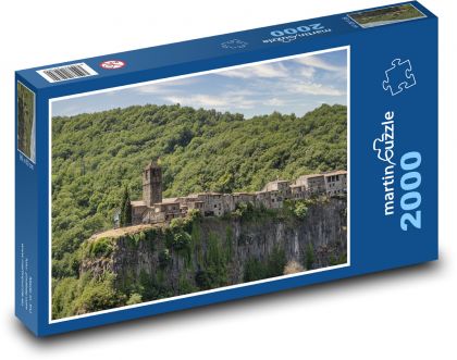 Castellfollit rocks - Spain, church - Puzzle 2000 pieces, size 90x60 cm 