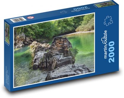 Jezero - kameny, řeka - Puzzle 2000 dílků, rozměr 90x60 cm
