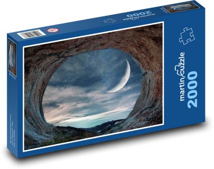 Jeskyně - měsíc, noc - Puzzle 2000 dílků, rozměr 90x60 cm