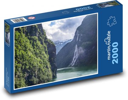 Vodopád - les, stromy - puzzle 2000 dílků