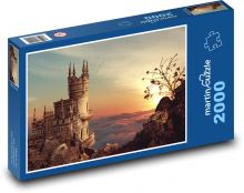 Západ slunce - hrad, věže Puzzle 2000 dílků - 90 x 60 cm