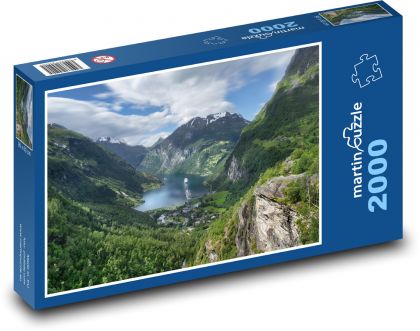 Hory - příroda, jezero - puzzle 2000 dílků