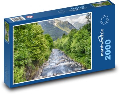 Řeka v horách - příroda, stromy - Puzzle 2000 dílků, rozměr 90x60 cm