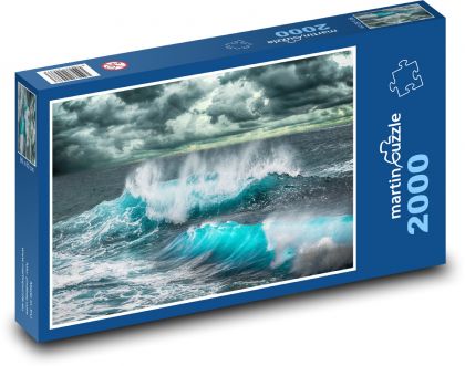 Vlny na moři - oceán, mraky - Puzzle 2000 dílků, rozměr 90x60 cm