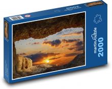 Západ slnka z jaskyne - mraky, krajina Puzzle 2000 dielikov - 90 x 60 cm