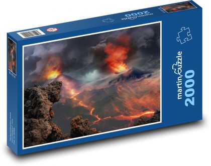 Vulkanausbruch - Lava, Rauch - Puzzle - 2000 Teile
